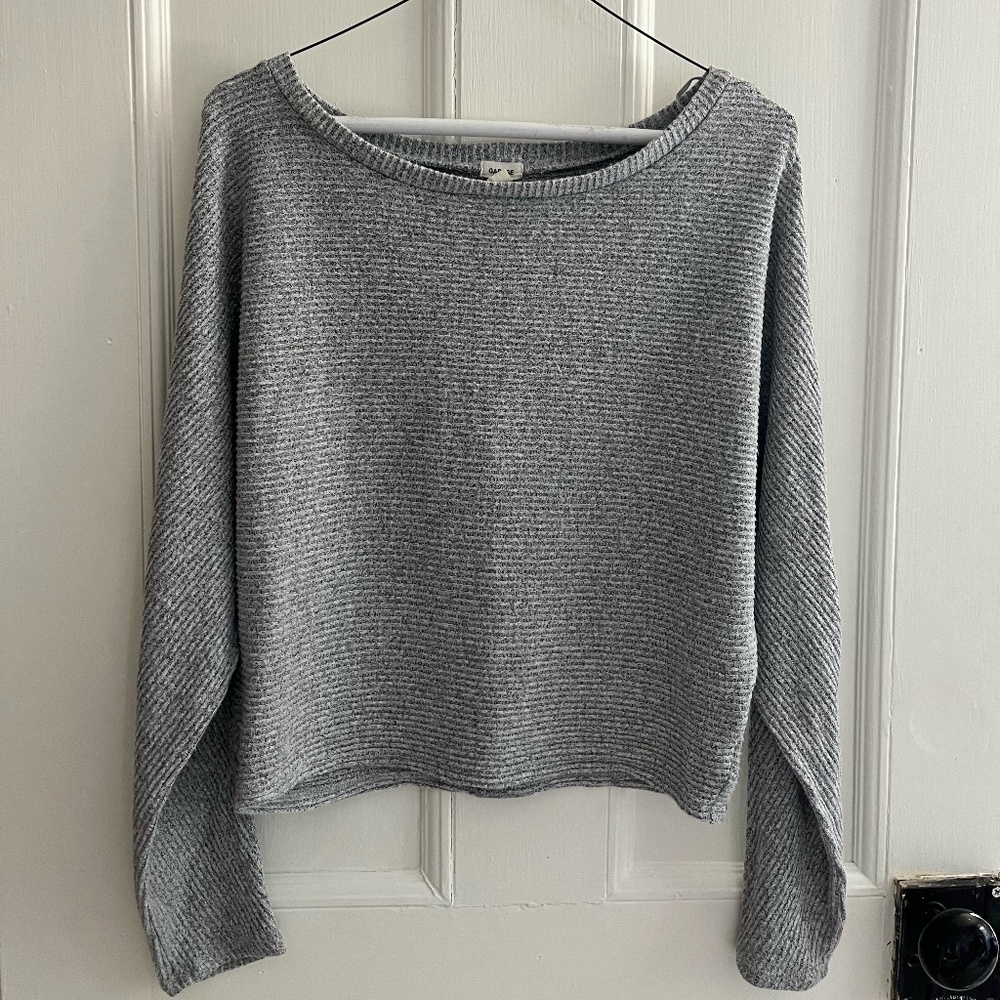 Grey boat-neck cotton sweater